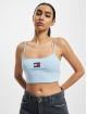 Tommy Jeans top Rib Badge Crop blauw