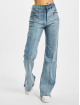 Urban Classics High Waisted Jeans Ladies Straight Slim Denim modrá
