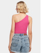 Urban Classics Hihattomat paidat Ladies Cropped Asymmetric vaaleanpunainen