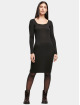 Urban Classics jurk Ladies Rib Squared Neckline zwart