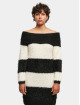 Urban Classics jurk Ladies Off Shoulder Feather zwart