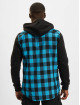 Urban Classics Koszule Hooded Checked Flanell Sweat Sleeve turkusowy