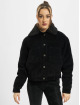 Urban Classics Lightweight Jacket Ladies Oversized Corduroy Sherpa black