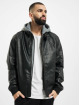 Urban Classics Lærjakke Fleece Hooded Fake Leather svart
