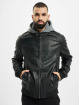 Urban Classics Lærjakke Fleece Hooded Fake Leather svart