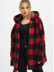 Urban Classics Manteau hiver Ladies Hooded Oversized Check Sherpa rouge