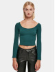 Urban Classics Pitkähihaiset paidat Ladies Short Rib Wide V-Neck vihreä