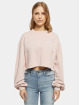 Urban Classics Pullover Ladies Cropped Small Embroidery Terry Crewneck rose
