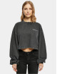 Urban Classics Pullover Ladies Cropped Small Embroidery Terry Crewneck schwarz