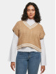 Urban Classics Puserot Ladies Cropped Knit College Slipover beige