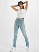 Urban Classics Slim Fit Jeans Ladies High Waist modrá