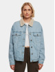 Urban Classics Spijkerjasjes Ladies Oversized Sherpa blauw