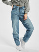 Urban Classics Straight Fit Jeans Ladies High Waist blå