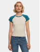 Urban Classics T-paidat Ladies Organic Stretch Short Retro Baseball beige