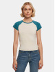 Urban Classics T-paidat Ladies Organic Stretch Short Retro Baseball beige