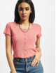 Urban Classics T-paidat Ladies Cropped Button Up Rib vaaleanpunainen