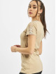 Urban Classics T-Shirt Ladies Lace Shoulder Striped Tee beige