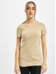 Urban Classics T-Shirt Ladies Lace Shoulder Striped Tee beige