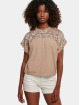 Urban Classics T-Shirt Ladies Short Oversized Lace beige