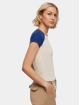 Urban Classics t-shirt Ladies Organic Stretch Short Retro Baseball beige
