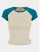 Urban Classics T-Shirt Ladies Organic Stretch Short Retro Baseball beige