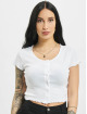 Urban Classics T-Shirt Cropped Button Up Rib blanc