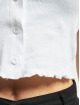 Urban Classics T-Shirt Cropped Button Up Rib blanc