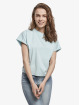 Urban Classics T-Shirt Ladies Short Pigment Dye Cut On Sleeve blue