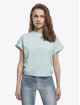 Urban Classics T-shirt Ladies Short Pigment Dye Cut On Sleeve blå