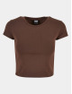 Urban Classics T-Shirt Ladies Stretch Jersey Cropped braun