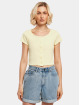 Urban Classics t-shirt Ladies Cropped Button Up Rib geel