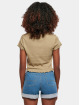 Urban Classics t-shirt Ladies Cropped Button Up Rib khaki