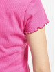 Urban Classics T-Shirt Ladies Cropped Button Up Rib magenta