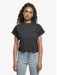 Urban Classics T-Shirt Ladies Short Pigment Dye Cut On Sleeve noir