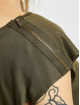 Urban Classics T-Shirt Ladies Shoulder Zip High Low olive