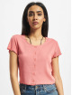 Urban Classics T-Shirt Ladies Cropped Button Up Rib pink