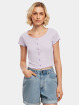 Urban Classics T-Shirt Ladies Cropped Button Up Rib purple