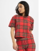 Urban Classics T-Shirt Ladies AOP Tartan Short Oversized Tee rouge