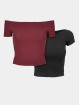 Urban Classics T-Shirt Ladies Off Shoulder Rib 2-Pack rouge