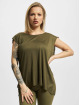Urban Classics T-Shirty Ladies Shoulder Zip High Low oliwkowy