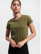 Urban Classics T-Shirty Stretch Jersey Cropped oliwkowy