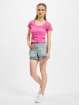 Urban Classics T-Shirty Ladies Cropped Button Up Rib pink