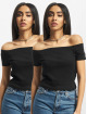 Urban Classics T-skjorter Ladies Off Shoulder Rib svart