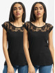 Urban Classics T-skjorter Ladies Top Laces 2-Pack svart