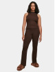 Urban Classics Tank Tops Ladies Short Rib Knit Turtleneck ruskea