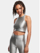 Urban Classics Top Ladies Cropped Shiny silver colored