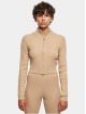 Urban Classics vest Ladies Cropped Rib Knit Zip beige
