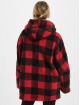 Urban Classics Winter Jacket Ladies Hooded Oversized Check Sherpa red