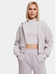 Urban Classics Zip Hoodie Ladies Short Oversized fialová