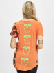 Yakuza T-Shirt Lighting Skull Dye V Neck orange